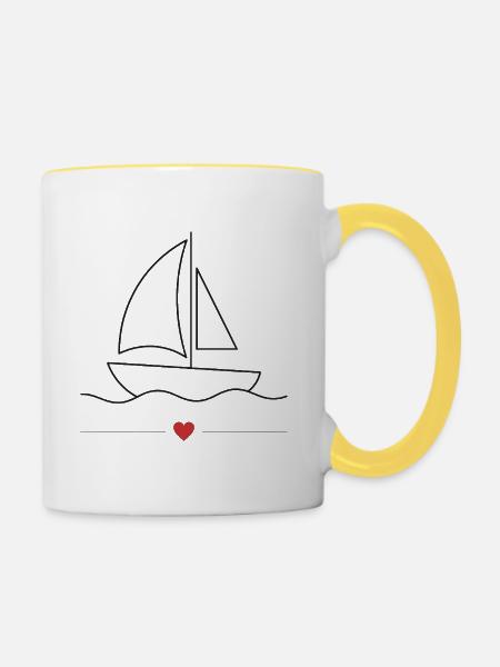 Motorboot-Sportboot - Tasse zweifarbig - Weiß/Gelb