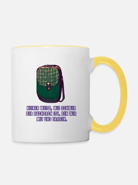 Rucksack - Tasse zweifarbig - Weiß/Gelb