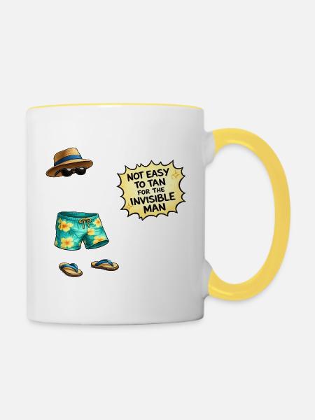 Unsichtbarer Sommerhumor am Strand - Tasse zweifarbig - Weiß/Gelb