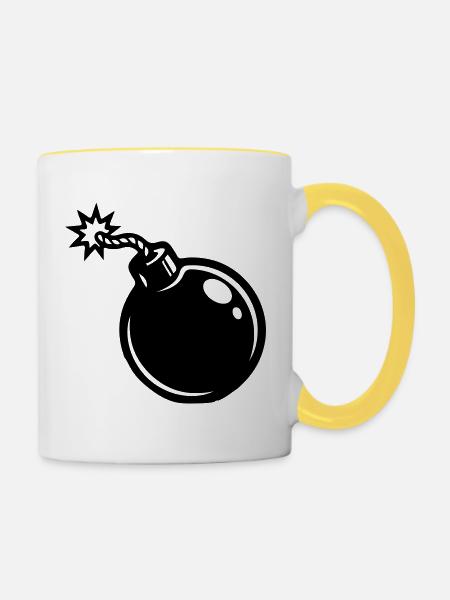 Bombe Symbol - Tasse zweifarbig - Weiß/Gelb