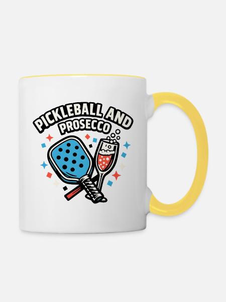 Pickleball Prosecco Fusion - Tasse zweifarbig - Weiß/Gelb