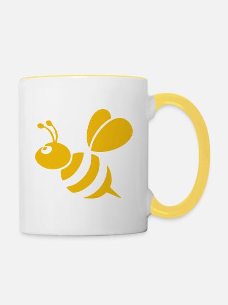 Bienchen - Tasse zweifarbig - Weiß/Gelb