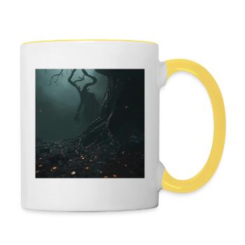 Weles, der slawische Gott der Unterwelt – Dunkle Fantasy - Tasse zweifarbig - Weiß/Gelb - Rechts