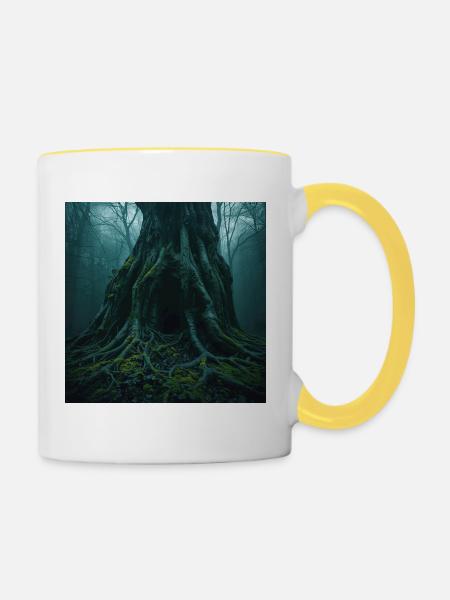 Ancient Oak – Eingang zur Unterwelt - Tasse zweifarbig - Weiß/Gelb