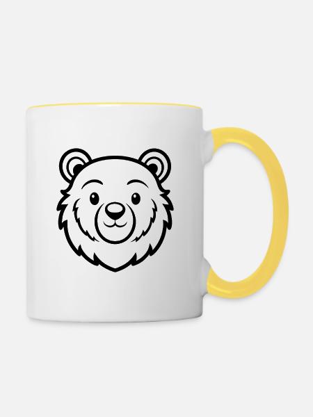 Bärengesicht - Tasse zweifarbig - Weiß/Gelb