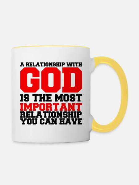 a_relationship_with_god2 - Tasse zweifarbig - Weiß/Gelb