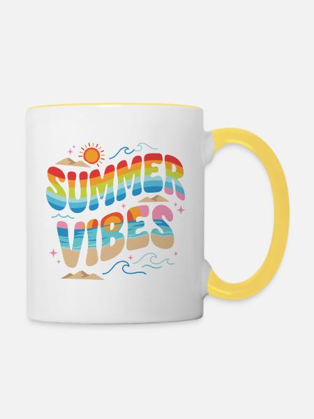 Sommerliche Vibes - Tasse zweifarbig - Weiß/Gelb