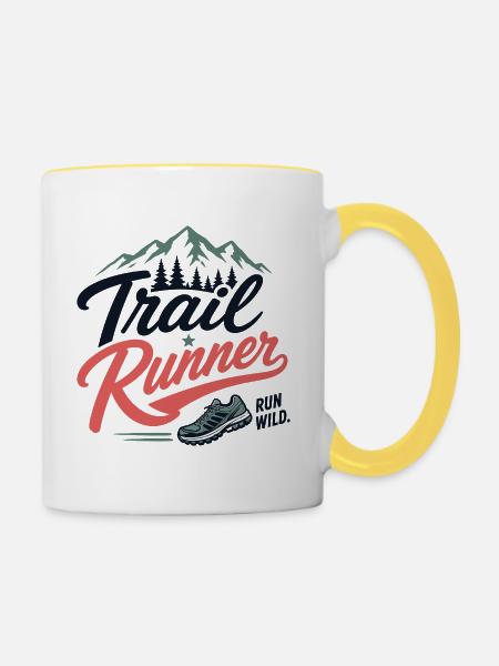 Trailrunner. Run Wild - Tasse zweifarbig - Weiß/Gelb