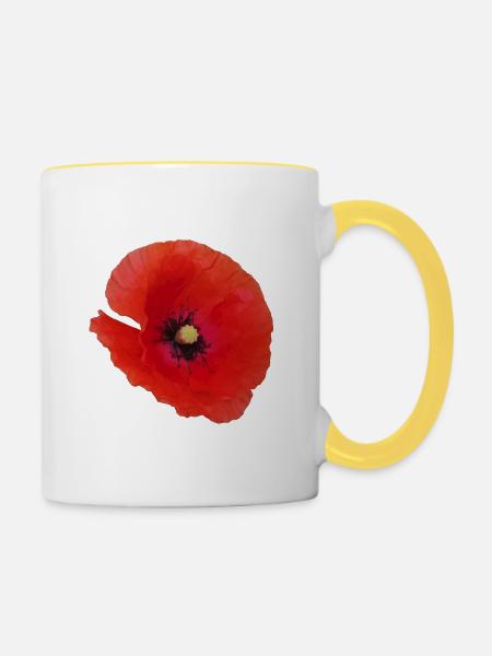 Vibrant_Red_Poppy_Flower - Tasse zweifarbig - Weiß/Gelb