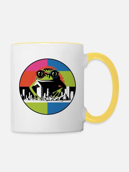 Evil Frog Rampage - Tasse zweifarbig - Weiß/Gelb