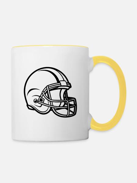 Fussballhelm-Umriss - Tasse zweifarbig - Weiß/Gelb