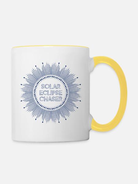 Solar eclipse chaser blau - Tasse zweifarbig - Weiß/Gelb