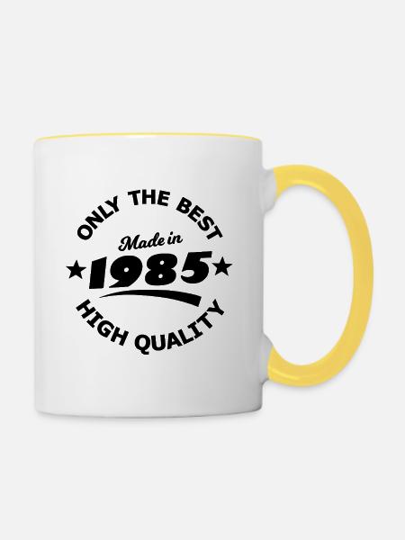 Sternenrahmen Kontrast 1985 - Tasse zweifarbig - Weiß/Gelb