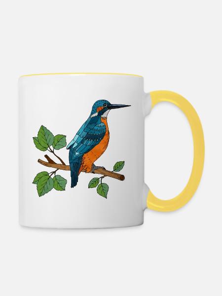 Bunter Vogel - Tasse zweifarbig - Weiß/Gelb