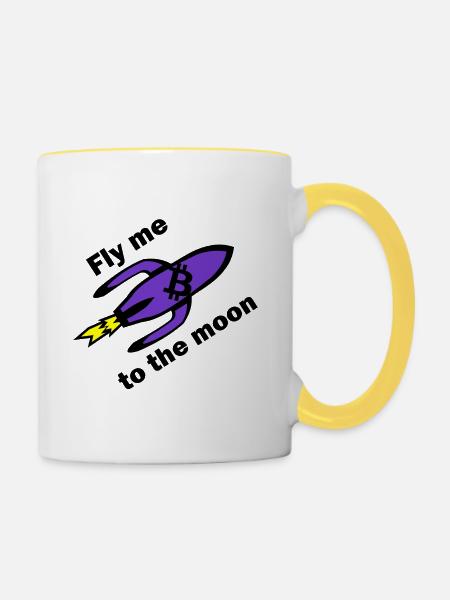 Bitcoin Rakete Violett - Tasse zweifarbig - Weiß/Gelb