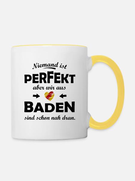 Herz der Verbindung Baden - Tasse zweifarbig - Weiß/Gelb