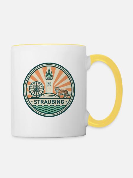 Straubing Badge - Tasse zweifarbig - Weiß/Gelb