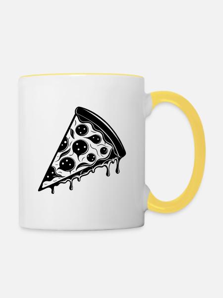 Pizzastück - Tasse zweifarbig - Weiß/Gelb