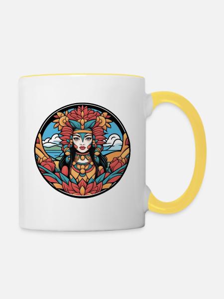 Wächter der farbigen Lotusblumen - Tasse zweifarbig - Weiß/Gelb