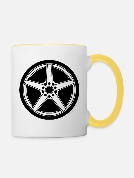 Felge - Tasse zweifarbig - Weiß/Gelb