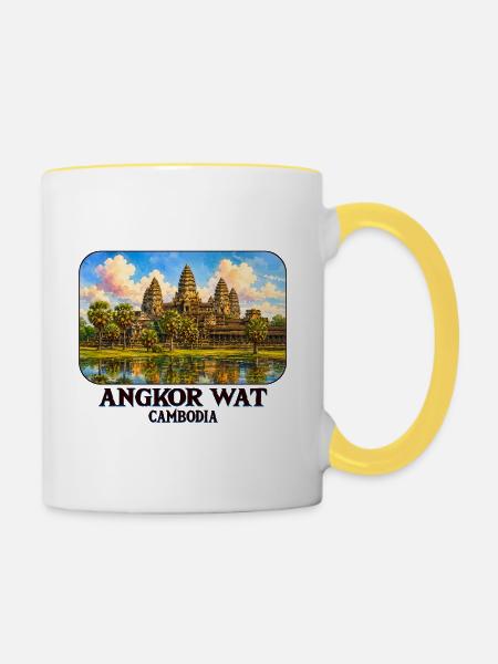 Angkor Wat Kambodscha - Tasse zweifarbig - Weiß/Gelb