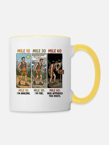 Ultramarathon 100 Meilen Trailrunner - Tasse zweifarbig - Weiß/Gelb