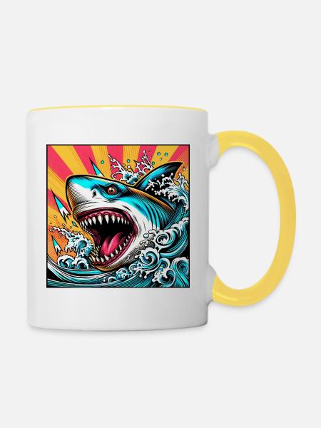 Hai - Tasse zweifarbig - Weiß/Gelb