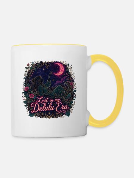 Verloren in meiner Delulu-Ära - Tasse zweifarbig - Weiß/Gelb
