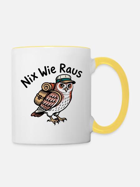 Nichts wie raus - Tasse zweifarbig - Weiß/Gelb