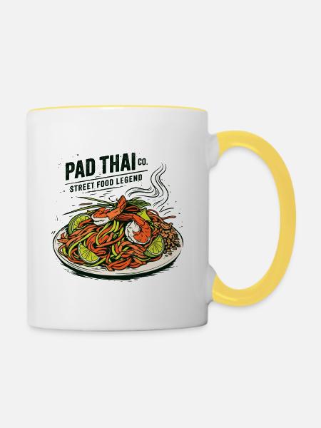 Pad Thai Street Food Legend - Tasse zweifarbig - Weiß/Gelb
