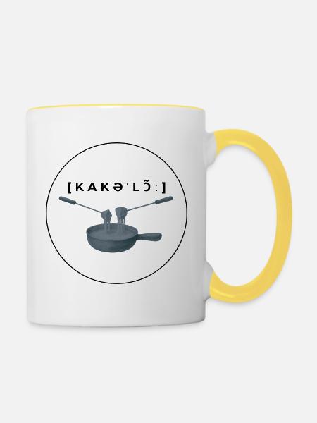 Caquelon - Tasse zweifarbig - Weiß/Gelb