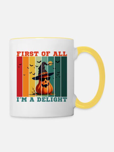 Zunächst einmal bin ich eine Freude - Tasse zweifarbig - Weiß/Gelb