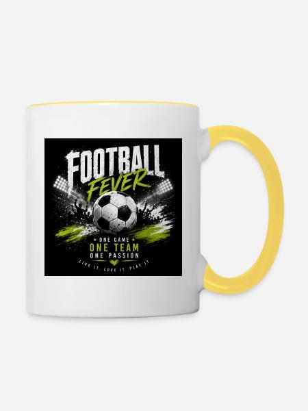 Fußball Fever: Teamgeist & Leidenschaft - Tasse zweifarbig - Weiß/Gelb