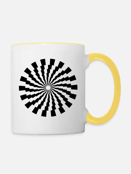 Geometrische schwingende Kreise - Tasse zweifarbig - Weiß/Gelb