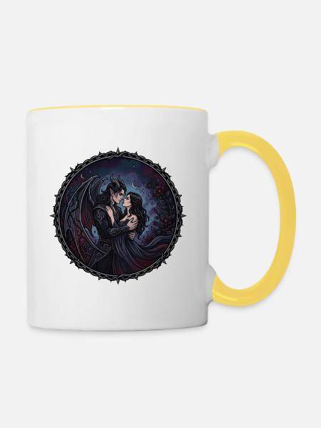 Dark Romance Fantasy  - Tasse zweifarbig - Weiß/Gelb