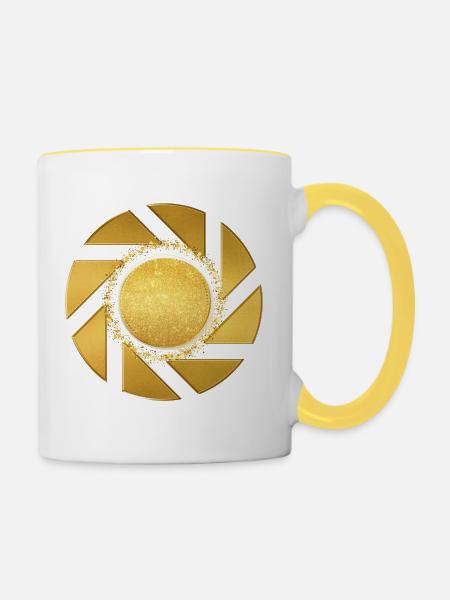 Goldene Glitzerlinse - Tasse zweifarbig - Weiß/Gelb