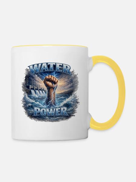 Wasserkraft Fist - Tasse zweifarbig - Weiß/Gelb