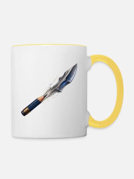 Schimmernder Speer der Kunst - Tasse zweifarbig - Weiß/Gelb