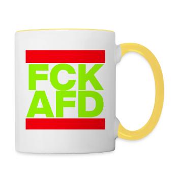 FCK AFD, NIE WIEDER IST JETZT, NO NZS, NO AFD - Tasse zweifarbig - Weiß/Gelb - Rechts
