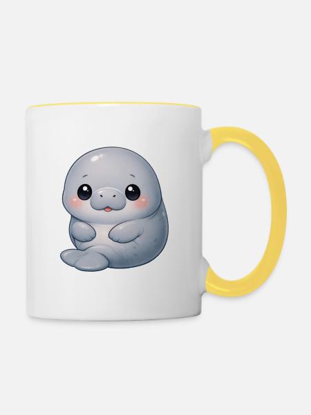 Seekuh - Tasse zweifarbig - Weiß/Gelb