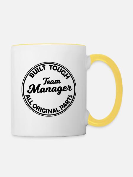 Der beste Team Manager - Tasse zweifarbig - Weiß/Gelb
