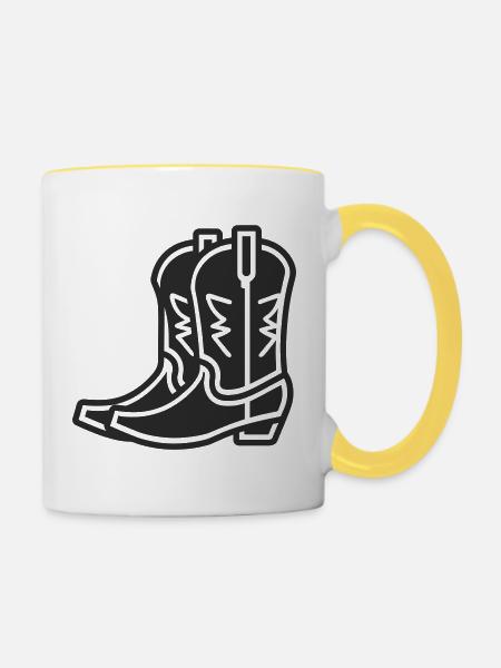 Cowboy - Tasse zweifarbig - Weiß/Gelb