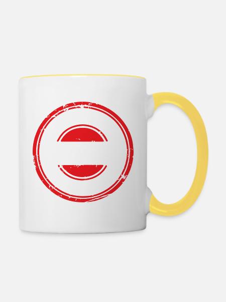 Blank Grunge-Gummistempel-Abzeichen-Vorlagenvektor - Tasse zweifarbig - Weiß/Gelb
