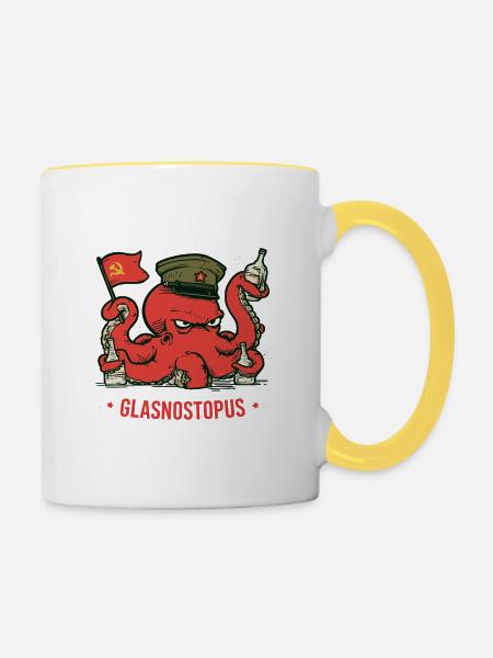 Sowjetisch Oktopus Glasnostopus - Tasse zweifarbig - Weiß/Gelb