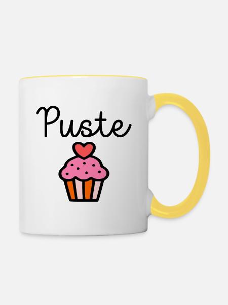 Pustekuchen - Kuchen Pusten - Tasse zweifarbig - Weiß/Gelb