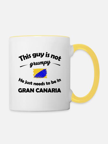 Farbklecks Gran Canaria Flagge - Tasse zweifarbig - Weiß/Gelb