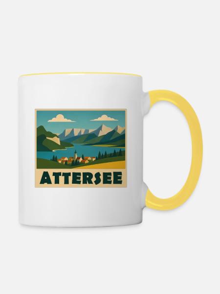 Attersee Minimal - Tasse zweifarbig - Weiß/Gelb