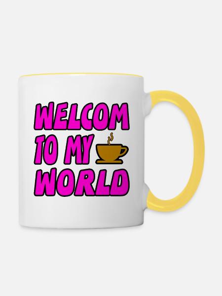 Kaffee - Tasse zweifarbig - Weiß/Gelb