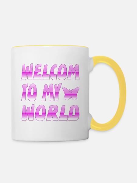 Schmetterlinge - Tasse zweifarbig - Weiß/Gelb