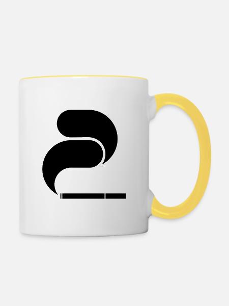 Schwarze Zigarette – Grafische Illustration - Tasse zweifarbig - Weiß/Gelb